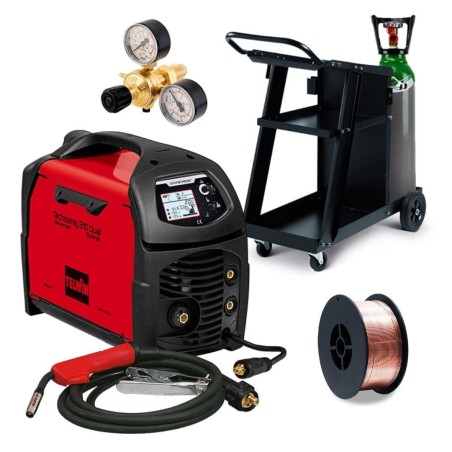 Pack Telwin Technomig 210 + Carrello + bombola MIX 5L + riduttore 2 manometri + Filo ramato 0,8  1kg
