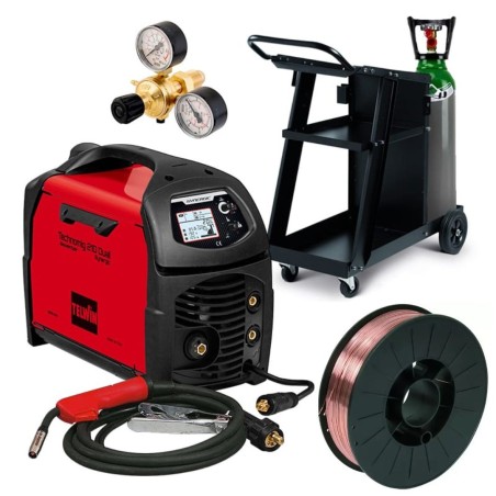 Pack Telwin Technomig 210 + Carrello + bombola MIX 14L + riduttore 2 manometri + Filo ramato 0,8 5kg
