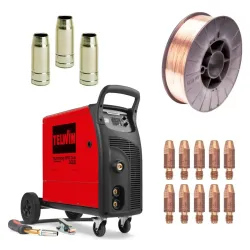 PACK Telwin Technomig 265 + Bobina acciaio 5kg 0.8mm + punte guidafilo + ugelli conici