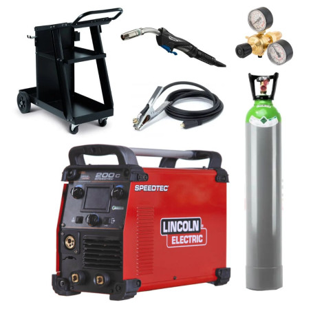 Pack Lincoln Speedtech 200C + riduttore 256200 + Bombola MIX 14L + carrello + torcia 25, 3 m
